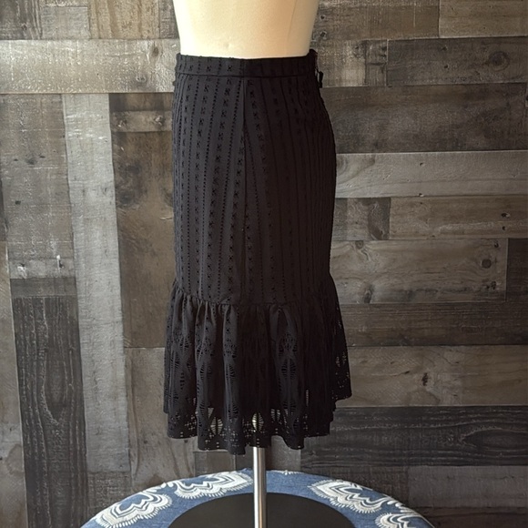 Anthropologie Moulinette Soeurs black lace midi skirt medium ruffle formal party - Picture 8 of 12